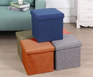 ALMAND Fabric Living Foldable Storage Bins Box Ottoman Bench Container Organizer With Cushion Seat Lid.