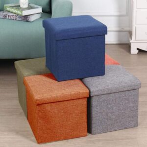 ALMAND Fabric Living Foldable Storage Bins Box Ottoman Bench Container Organizer With Cushion Seat Lid.