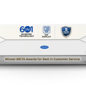 Carrier 1.5 Ton 5 Star, New Star rated, Flexicool Inverter Split AC (Copper, Convertible 6-in-1 with Smart Energy Display.