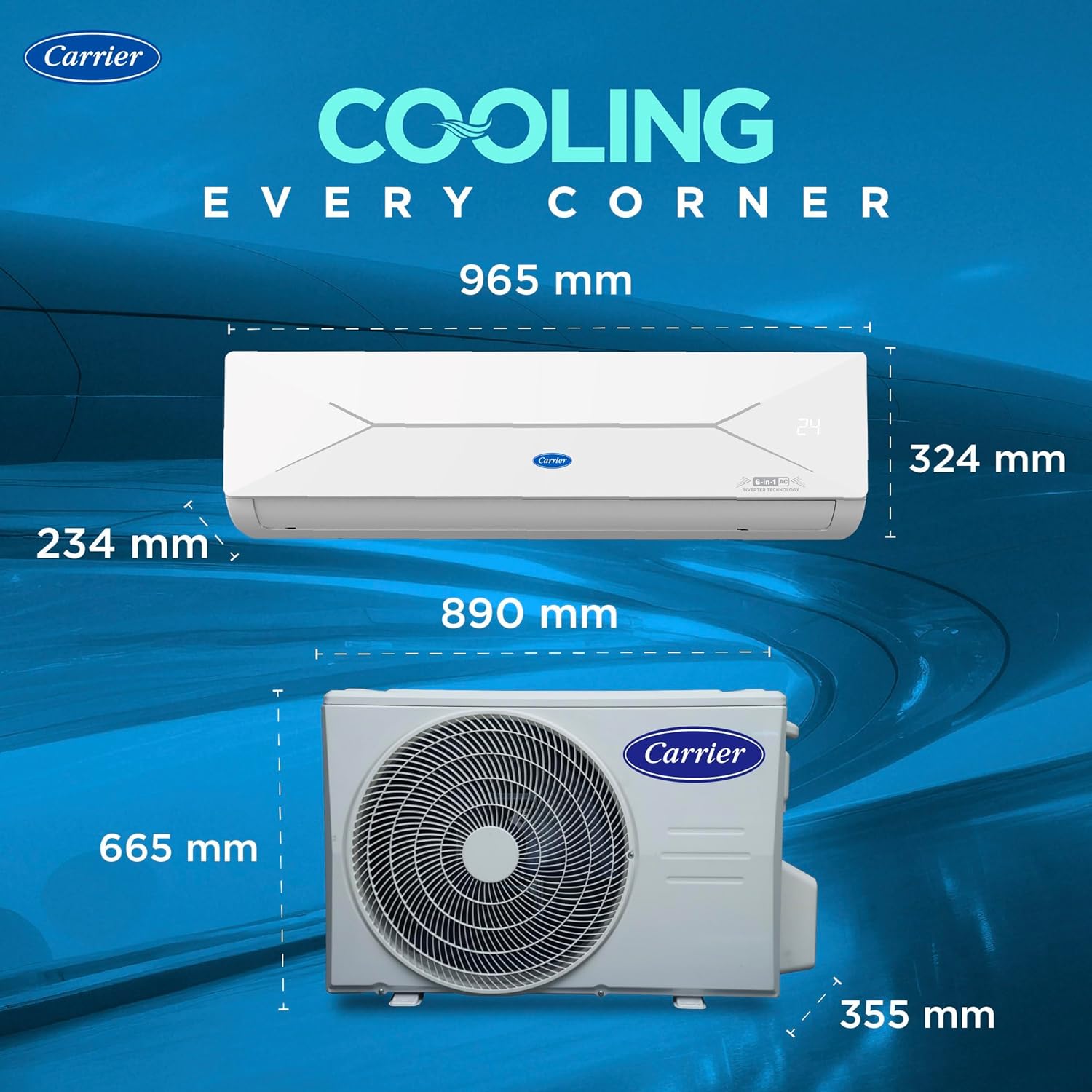 Carrier 1.5 Ton 5 Star, New Star rated, Flexicool Inverter Split AC (Copper, Convertible 6-in-1 with Smart Energy Display. - Image 4