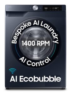 Samsung 12 kg, 5star, AI Control, AI Ecobubble, Super Speed, Wi-Fi, Hygiene Steam with Inbuilt Heater.